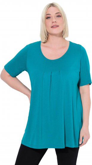 Ulla Popken Essential Front Pleat Tee Teal - T-skjorter - 