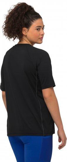 Ulla Popken Piping Accent Functional UVP 50+ Stretch Knit Top Black - T-skjorter - 