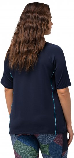 Ulla Popken Piping Accent Functional UVP 50+ Stretch Knit Top Navy Blue - T-skjorter - 