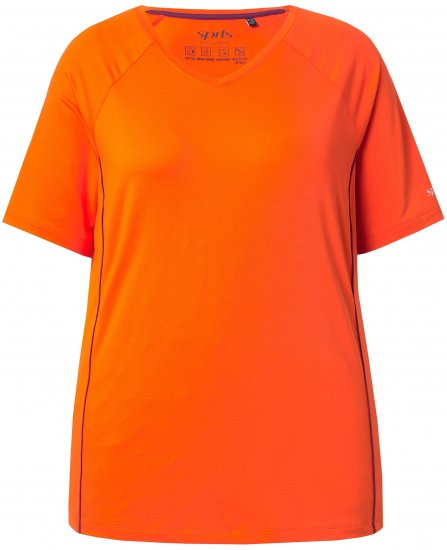 Ulla Popken Piping Accent Functional UVP 50+ Stretch Knit Top Orange Red - T-skjorter - 