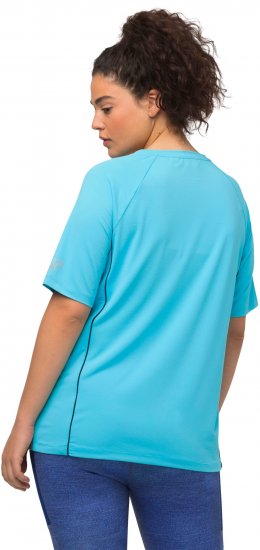 Ulla Popken Piping Accent Functional UVP 50+ Stretch Knit Top Bright Turquoise - T-skjorter - 