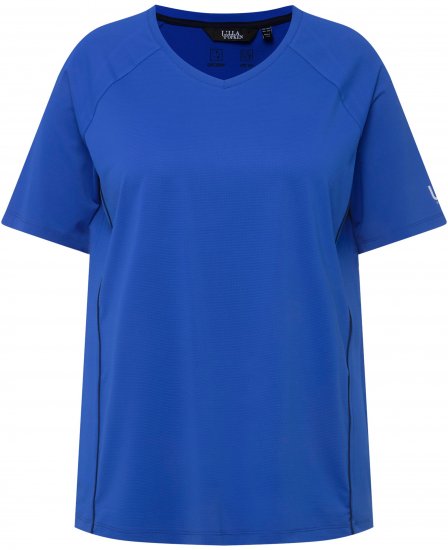 Ulla Popken Piping Accent Functional UVP 50+ Stretch Knit Top Royal Blue - T-skjorter - 