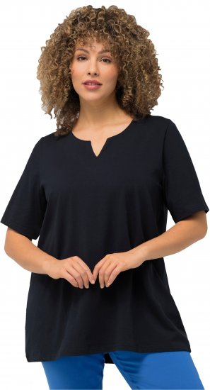 Ulla Popken Essential Notch Neck Stretch Tee Navy Blue - T-skjorter - 