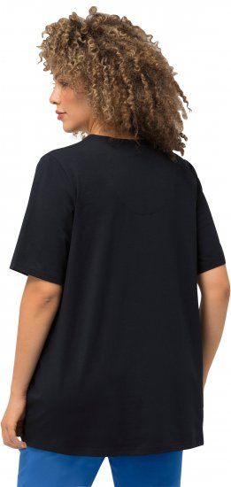 Ulla Popken Essential Notch Neck Stretch Tee Navy Blue - T-skjorter - 