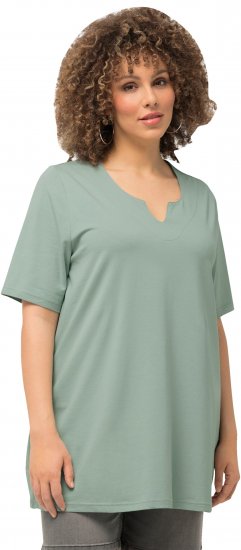 Ulla Popken Essential Notch Neck Stretch Tee Light Moss Green - T-skjorter - 
