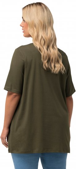 Ulla Popken Essential Notch Neck Stretch Tee Forest Green - T-skjorter - 