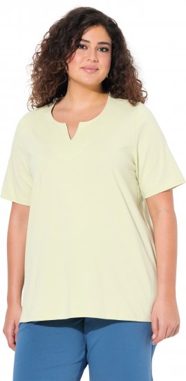 Ulla Popken Essential Notch Neck Stretch Tee Pistachio - T-skjorter - 