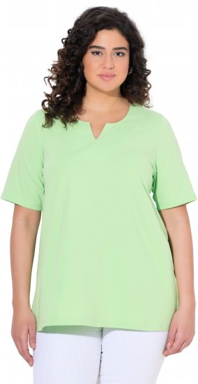 Ulla Popken Essential Notch Neck Stretch Tee Light Green - T-skjorter - 