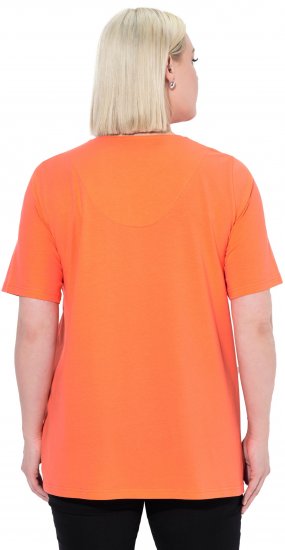 Ulla Popken Essential Notch Neck Stretch Tee Coral Pink - T-skjorter - 