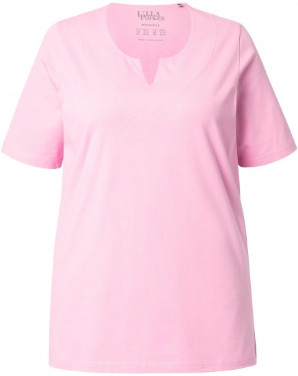 Ulla Popken Essential Notch Neck Stretch Tee Pink - T-skjorter - 