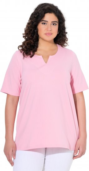 Ulla Popken Essential Notch Neck Stretch Tee Pink - T-skjorter - 
