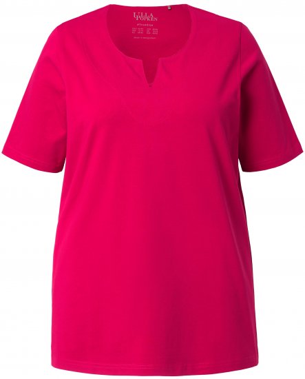 Ulla Popken Essential Notch Neck Stretch Tee Dark Raspberry - T-skjorter - 