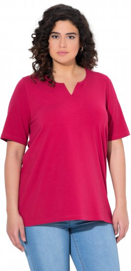 Ulla Popken Essential Notch Neck Stretch Tee Dark Raspberry - T-skjorter - 