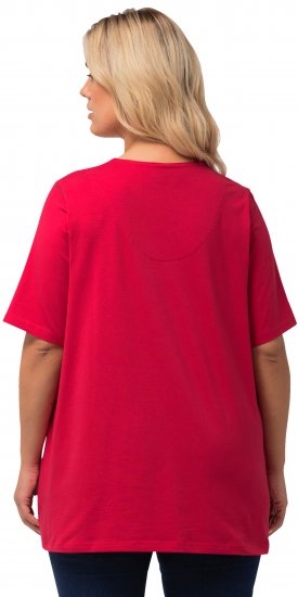 Ulla Popken Essential Notch Neck Stretch Tee Red - T-skjorter - 