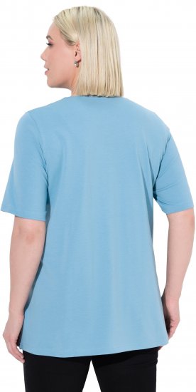 Ulla Popken Essential Notch Neck Stretch Tee Light Teal - T-skjorter - 