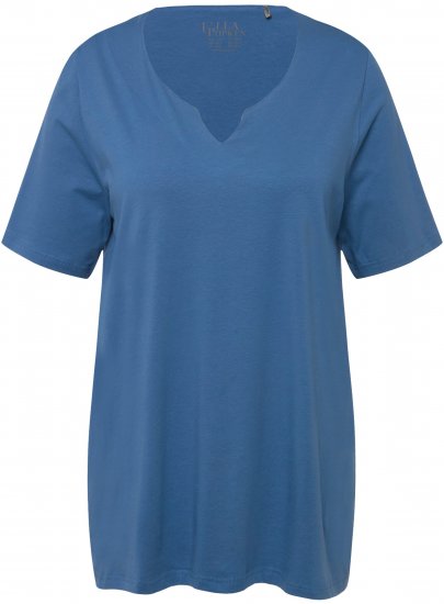 Ulla Popken Essential Notch Neck Stretch Tee Denim Blue - T-skjorter - 