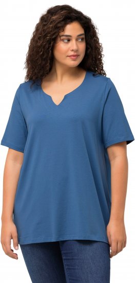 Ulla Popken Essential Notch Neck Stretch Tee Denim Blue - T-skjorter - 