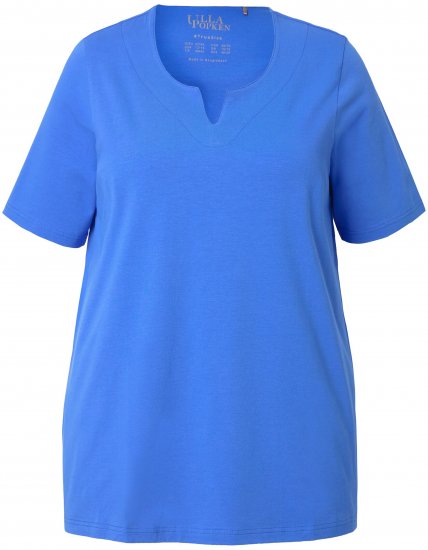 Ulla Popken Essential Notch Neck Stretch Tee Peacock Blue - T-skjorter - 