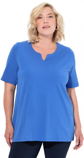 Ulla Popken Essential Notch Neck Stretch Tee Peacock Blue - T-skjorter - 
