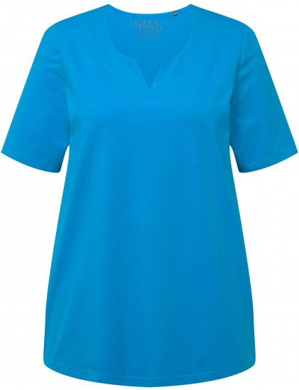Ulla Popken Essential Notch Neck Stretch Tee Sapphire Blue - T-skjorter - 