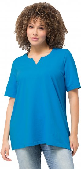 Ulla Popken Essential Notch Neck Stretch Tee Sapphire Blue - T-skjorter - 