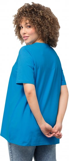 Ulla Popken Essential Notch Neck Stretch Tee Sapphire Blue - T-skjorter - 