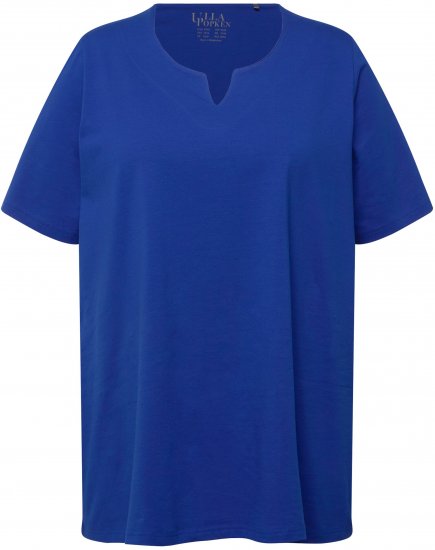 Ulla Popken Essential Notch Neck Stretch Tee Cobalt Blue - T-skjorter - 