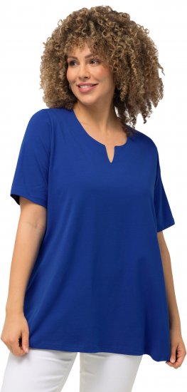 Ulla Popken Essential Notch Neck Stretch Tee Cobalt Blue - T-skjorter - 