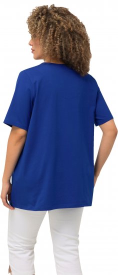 Ulla Popken Essential Notch Neck Stretch Tee Cobalt Blue - T-skjorter - 