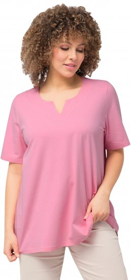 Ulla Popken Essential Notch Neck Stretch Tee Light Pink - T-skjorter - 