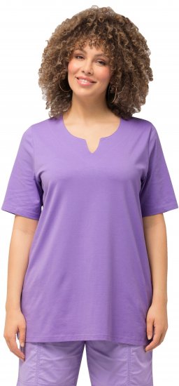 Ulla Popken Essential Notch Neck Stretch Tee Pale Lilac - T-skjorter - 