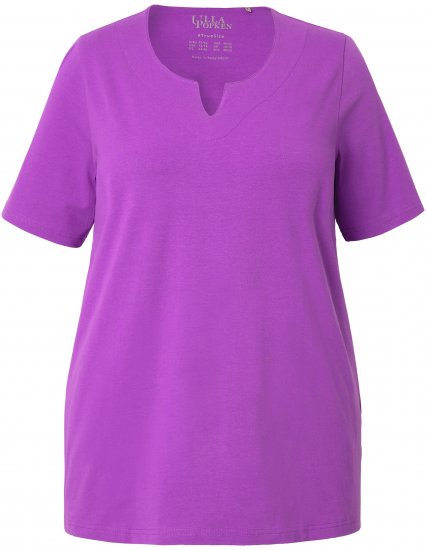 Ulla Popken Essential Notch Neck Stretch Tee Purple - T-skjorter - 