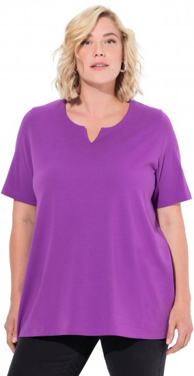 Ulla Popken Essential Notch Neck Stretch Tee Purple - T-skjorter - 