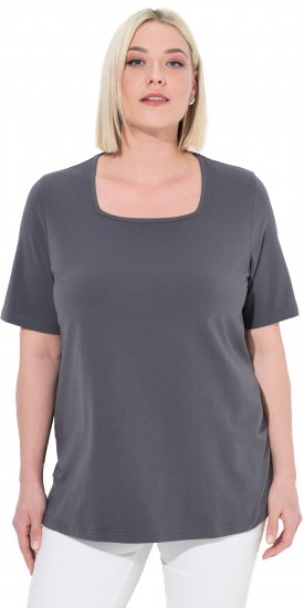 Ulla Popken Essential Square Neck Stretch Tee Graphite Grey - T-skjorter - 