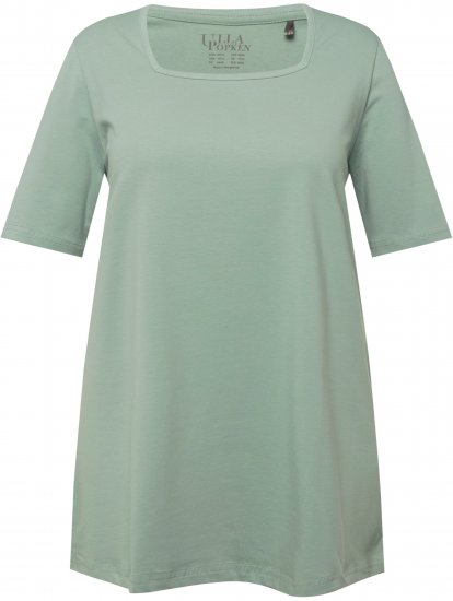 Ulla Popken Essential Square Neck Stretch Tee Light Moss Green - T-skjorter - 