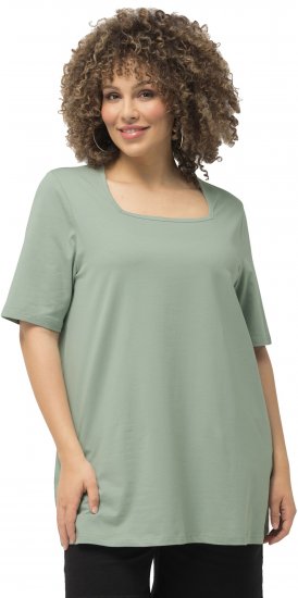 Ulla Popken Essential Square Neck Stretch Tee Light Moss Green - T-skjorter - 