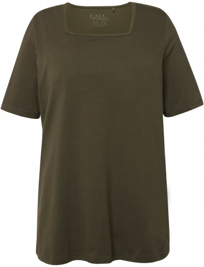 Ulla Popken Essential Square Neck Stretch Tee Forest Green - T-skjorter - 