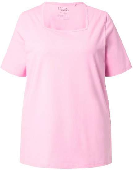 Ulla Popken Essential Square Neck Stretch Tee Pink - T-skjorter - 