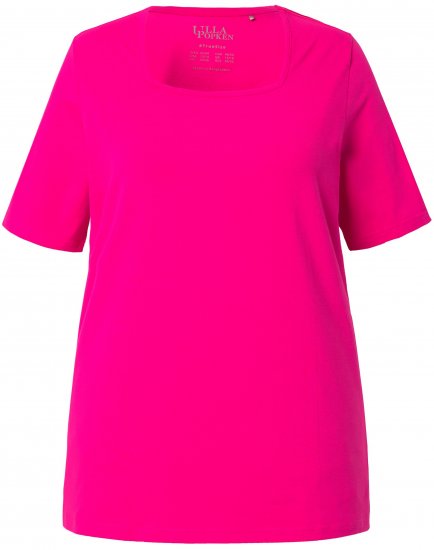Ulla Popken Essential Square Neck Stretch Tee Magenta Pink - T-skjorter - 