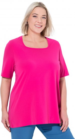 Ulla Popken Essential Square Neck Stretch Tee Magenta Pink - T-skjorter - 