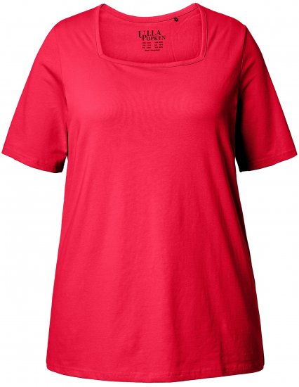Ulla Popken Essential Square Neck Stretch Tee Red - T-skjorter - 