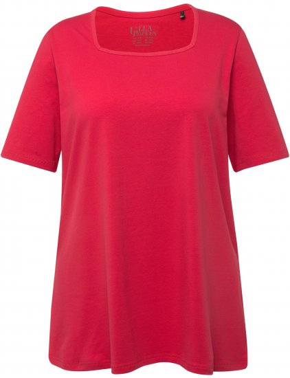 Ulla Popken Essential Square Neck Stretch Tee Dark Pink - T-skjorter - 
