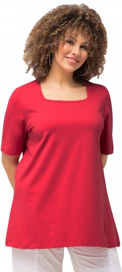 Ulla Popken Essential Square Neck Stretch Tee Dark Pink - T-skjorter - 