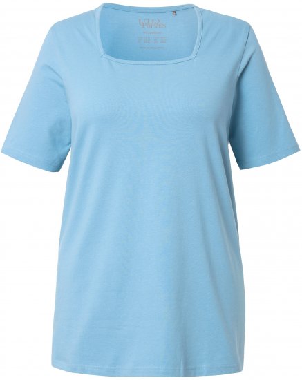 Ulla Popken Essential Square Neck Stretch Tee Light Teal - T-skjorter - 