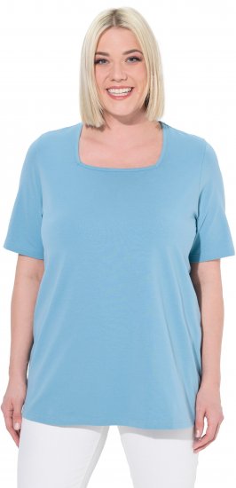 Ulla Popken Essential Square Neck Stretch Tee Light Teal - T-skjorter - 