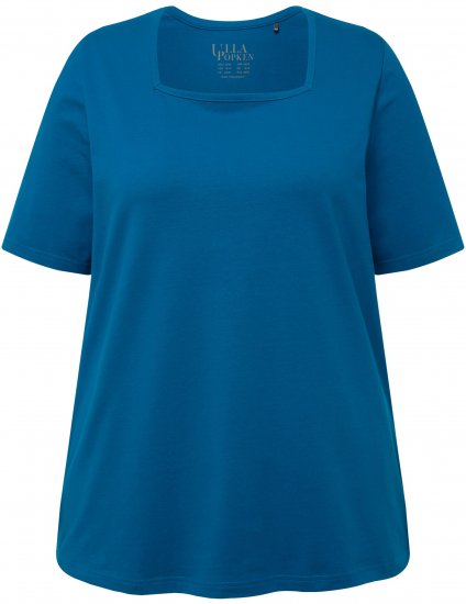 Ulla Popken Essential Square Neck Stretch Tee Medium Blue - T-skjorter - 