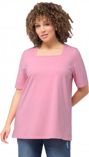 Ulla Popken Essential Square Neck Stretch Tee Light Pink - T-skjorter - 