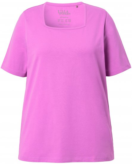 Ulla Popken Essential Square Neck Stretch Tee Cool Pink - T-skjorter - 
