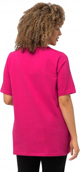 Ulla Popken Essential Square Neck Stretch Tee Fuchsia Pink - T-skjorter - 