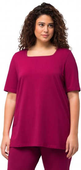 Ulla Popken Essential Square Neck Stretch Tee Magnolia Red - T-skjorter - 